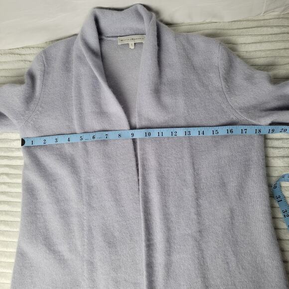 White + Warren Cardigan Sweater Small Light Blue 100% Cashmere Drape Open Front - Picture 8 of 9